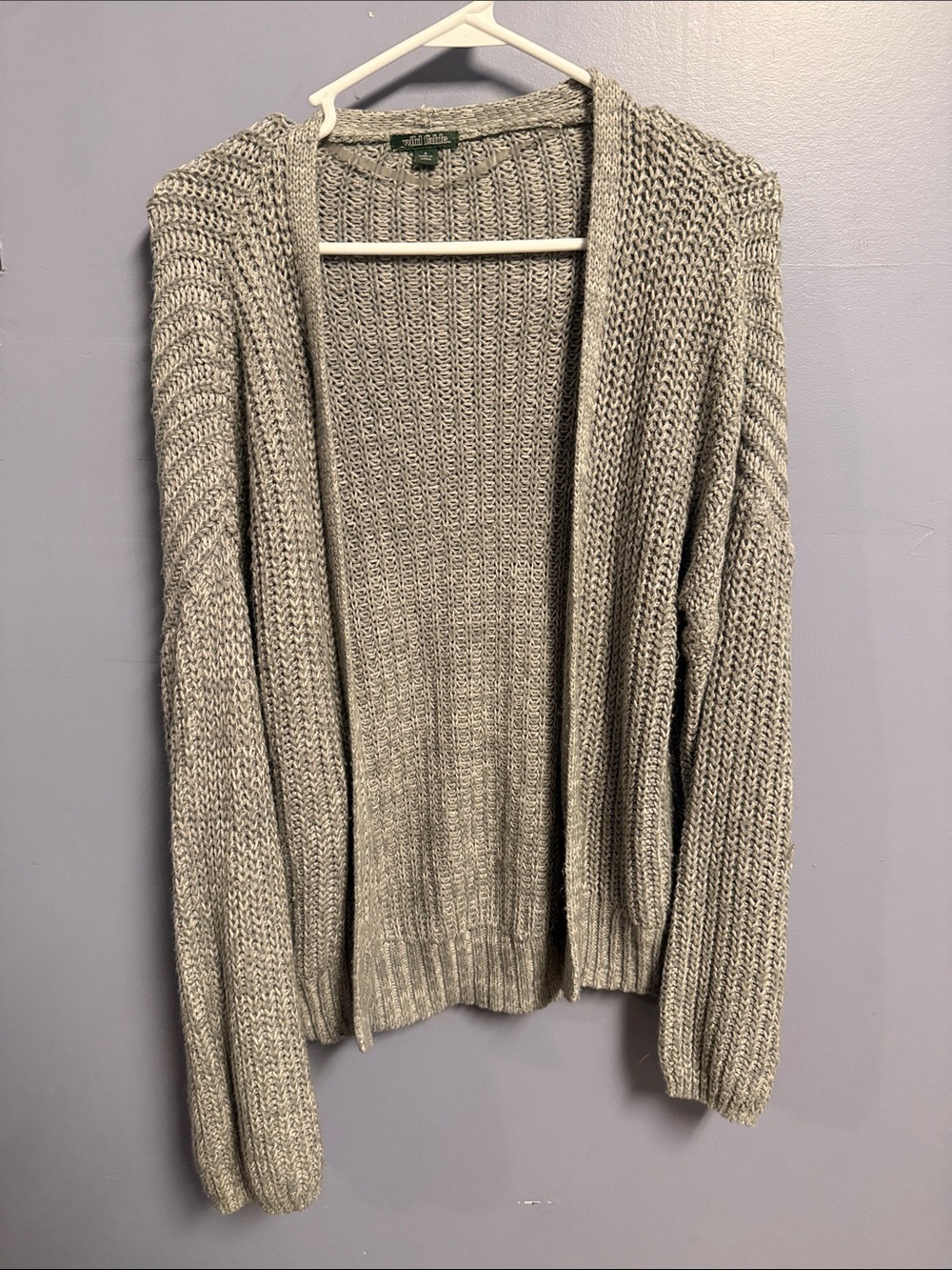 Open-Front Knit Cardigan Sweater - Gray